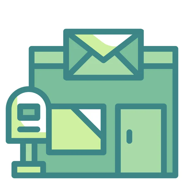 Building Mail Office Icon Filled Outline Style — Stock Vector