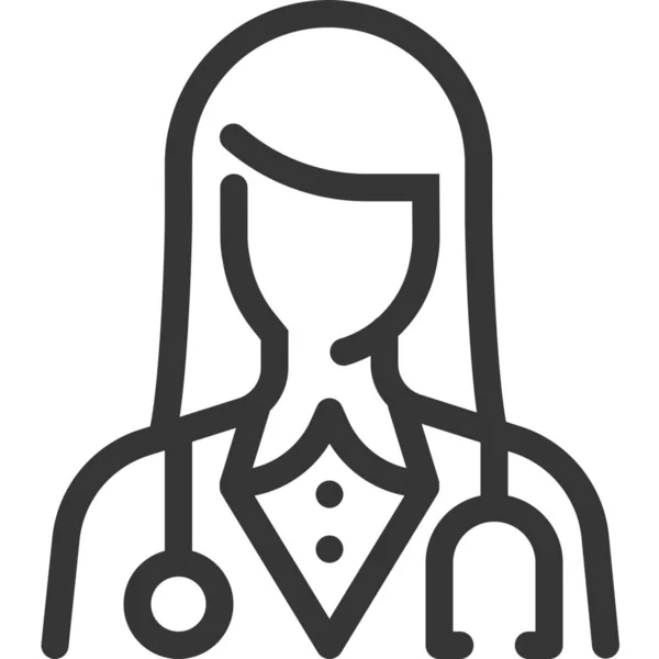 Doktor Kadın Hastane Ikonu Taslak Stilinde — Stok Vektör