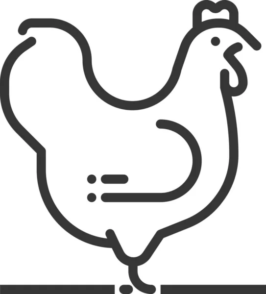 Ζώο Πουλί Εικονίδιο Κοτόπουλου Στυλ Περίγραμμα — Διανυσματικό Αρχείο