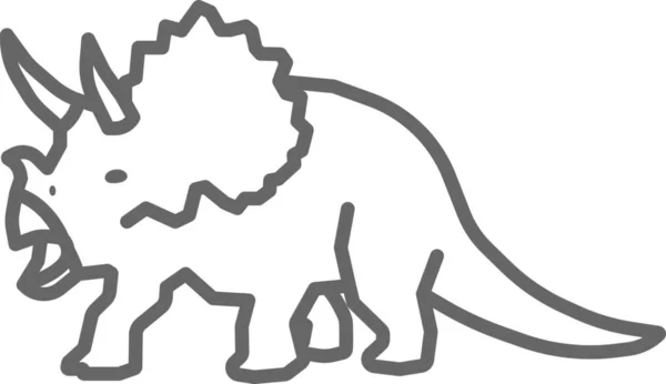 Dinosauriebehornad Jurassisk Ikon Konturstil — Stock vektor