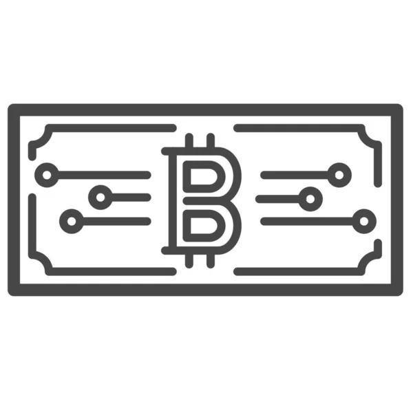 Ikona Blockchain Banku Bitcoin Stylu Zarys — Wektor stockowy