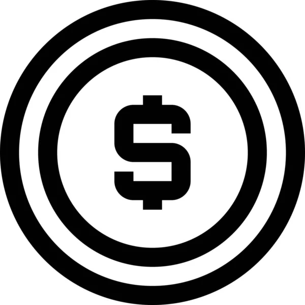 Bancaire Munt Dollarpictogram Outline Stijl — Stockvector