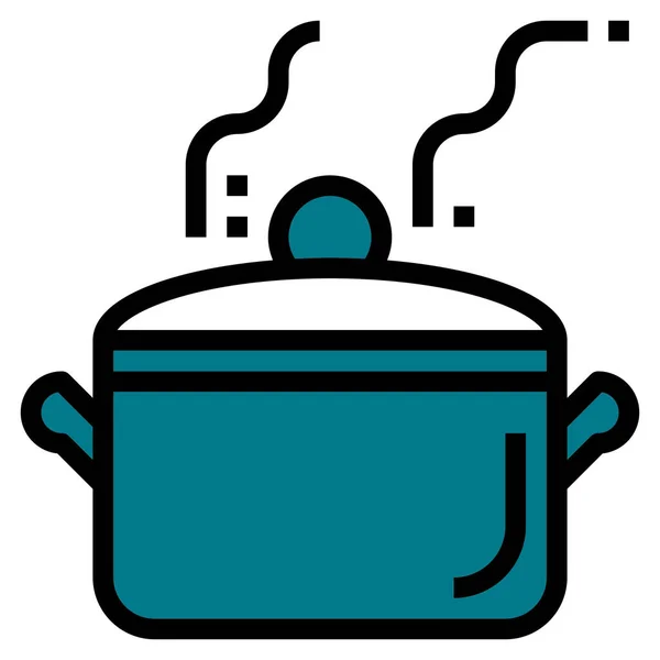 Boil Hot Kitchen Icon Filled Outline Style — Stock Vector