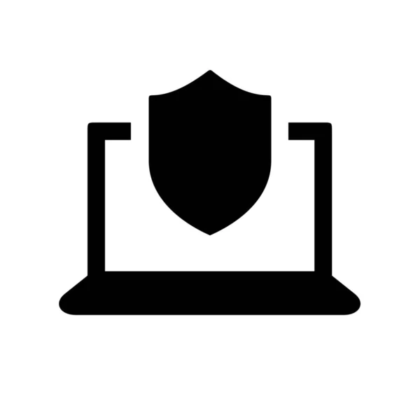 Иконка Ноутбука Компьютера Твердом Стиле — стоковый вектор