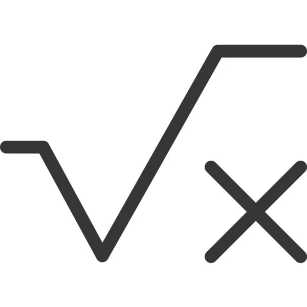 Segno Spunta Icona Matematica Stile Outline — Vettoriale Stock