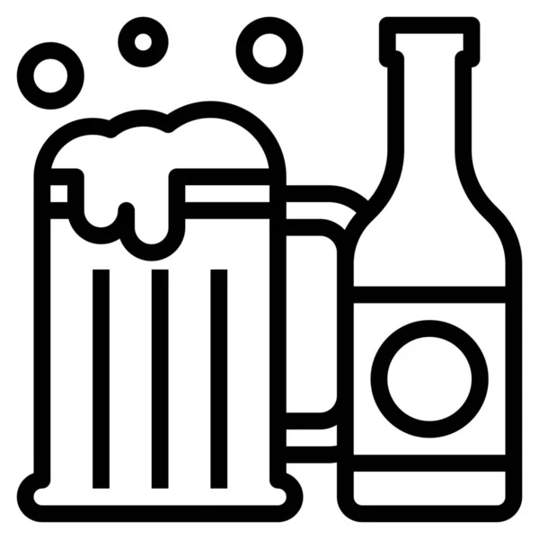 Beer Bottle Drink Icon Outline Style — Stock Vector