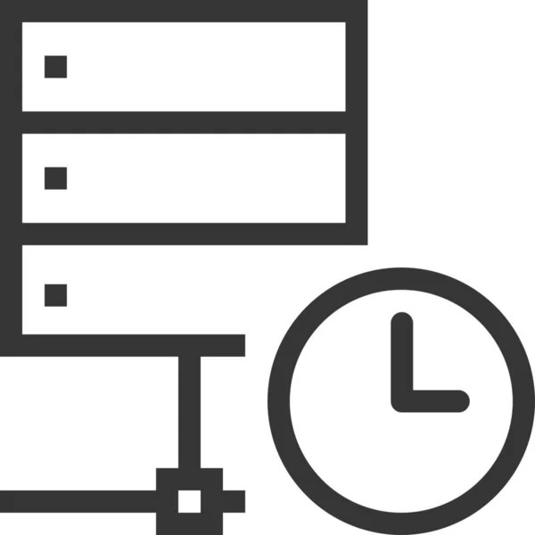 Klok Computer Database Pictogram Contouren Stijl — Stockvector