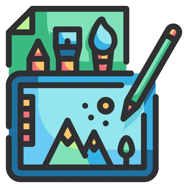 Icono Dibujo Diseño Arte Categoría Educación Escuela Aprendizaje — Vector de stock