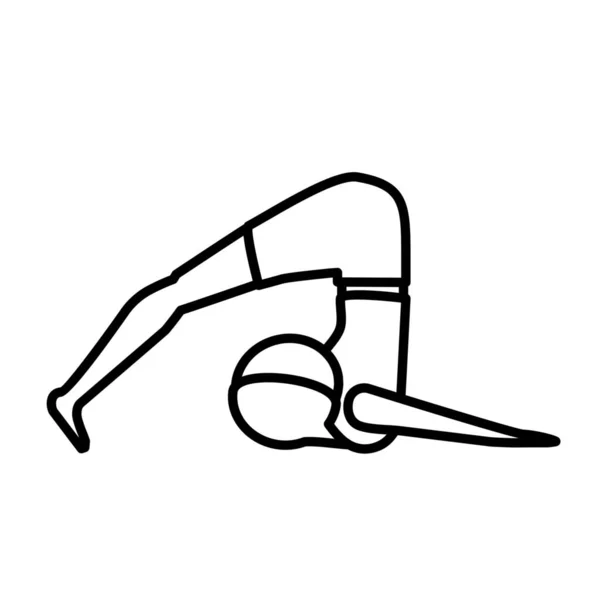 Icono Pose Meditación Halasana Estilo Esquema — Vector de stock