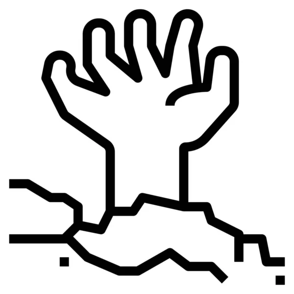 Kwaadaardige Halloween Hand Pictogram Outline Stijl — Stockvector