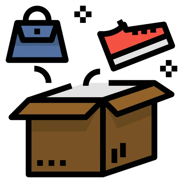 Delivery Open Parcel Icon Filled Outline Style — Stock Vector
