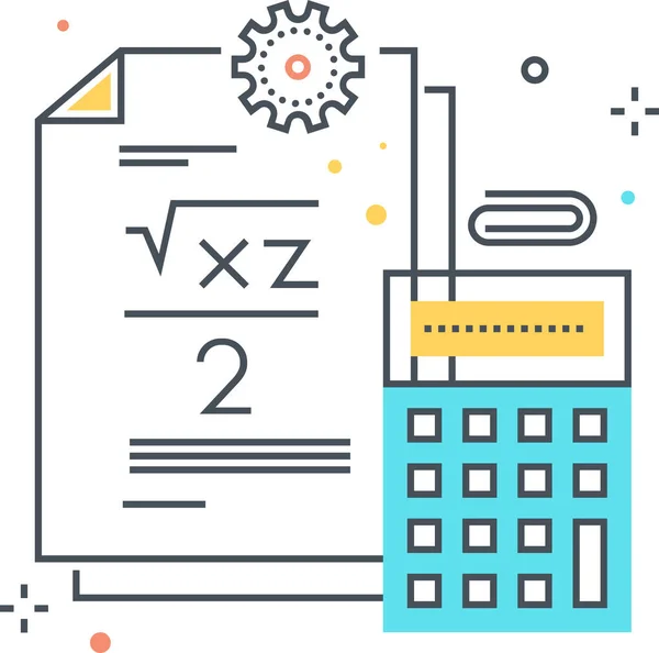 Ikona Matematické Výchovy Kalkulačky Stylu Vyplněného Osnovy — Stockový vektor