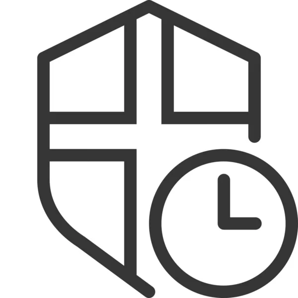 Icono Protección Del Firewall Reloj Estilo Esquema — Vector de stock