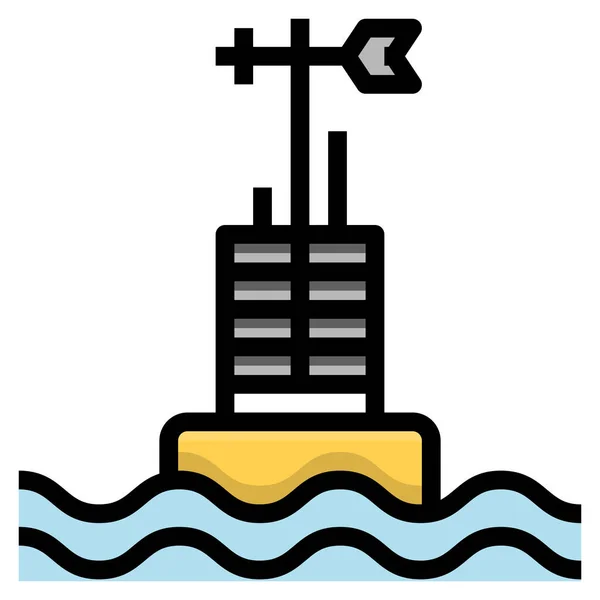 Umwelt Marine Monitoring Symbol Stil Ausgefüllter Umrisse — Stockvektor