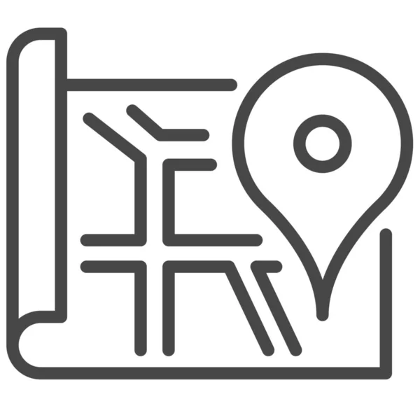 Richting Locatie Kaart Pictogram Omtrek Stijl — Stockvector