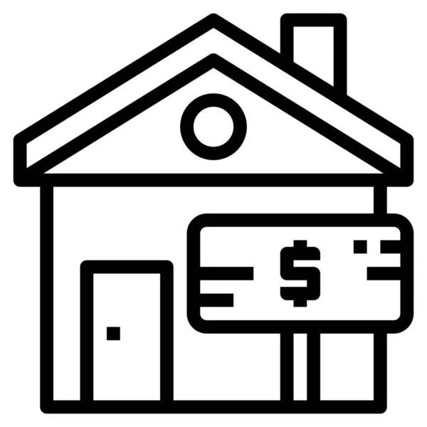 Agente Inmobiliaria Icono Casa Estilo Esquema — Vector de stock