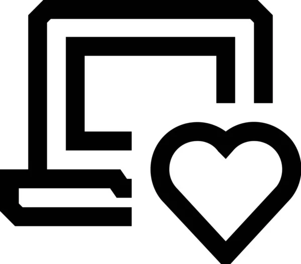 Computer Desktop Herz Symbol Outline Stil — Stockvektor