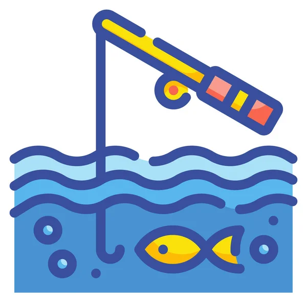 Equipo Pescado Icono Pesca Categoría Recreación Pasatiempos — Vector de stock