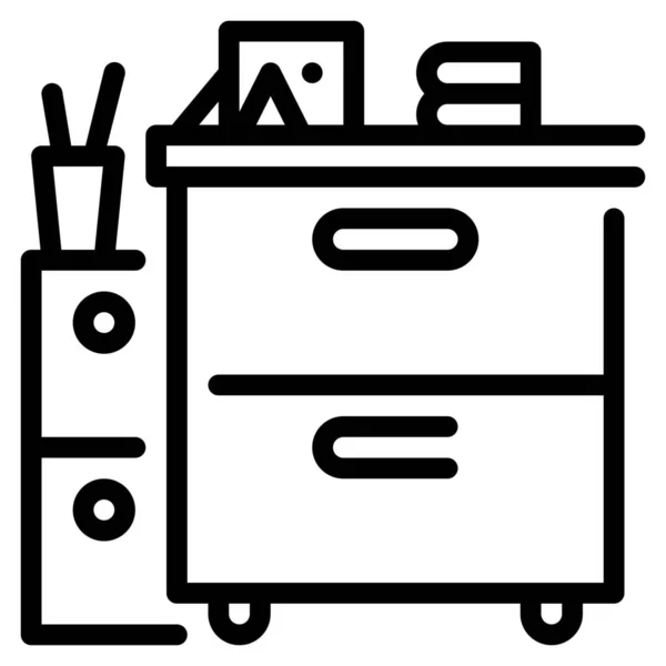 Cabinet Decoration Drawer Icon Outline Style — Stock Vector