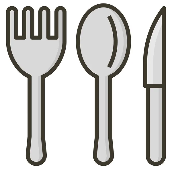 Vidlice Kuchyňský Nůž Ikona Kategorii Potravin Nápojů — Stockový vektor