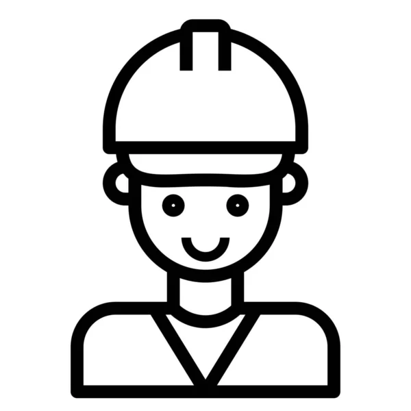 Avatar Construction Engineer Icon Outline Style — Stock Vector