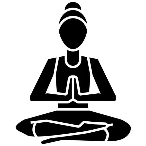Meditazione Posa Icona Saluto Stile Solido — Vettoriale Stock