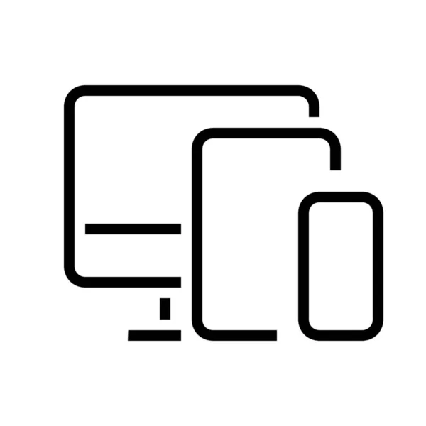 Ikon Kantor Perangkat Desktop Dalam Gaya Outline - Stok Vektor