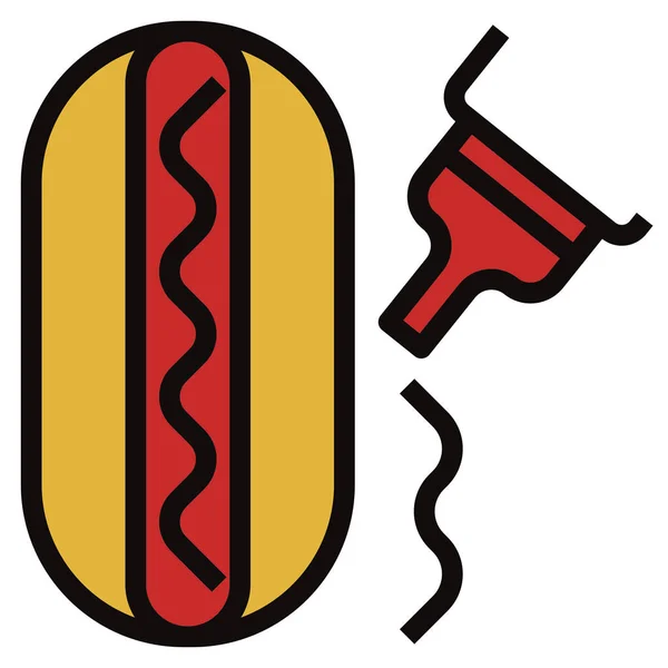 Botella Hamburguesa Hotdog Icono Estilo Contorno Lleno — Vector de stock