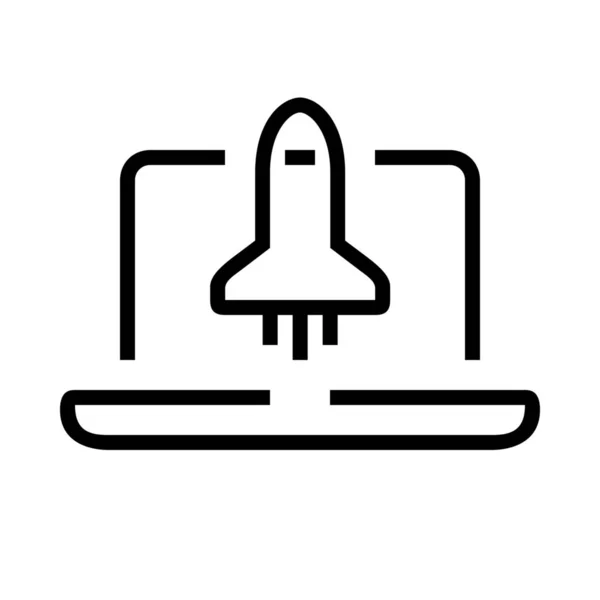 Computer Laptop Launch Symbol Outline Stil — Stockvektor