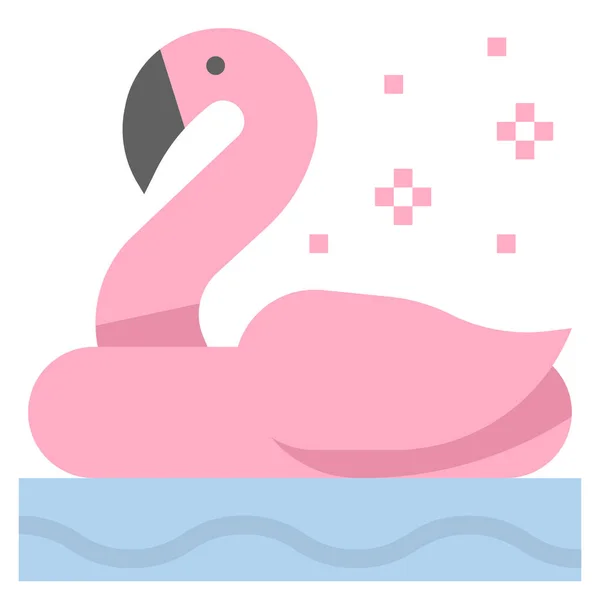 Strand Flamingo Float Icoon Vlakke Stijl — Stockvector