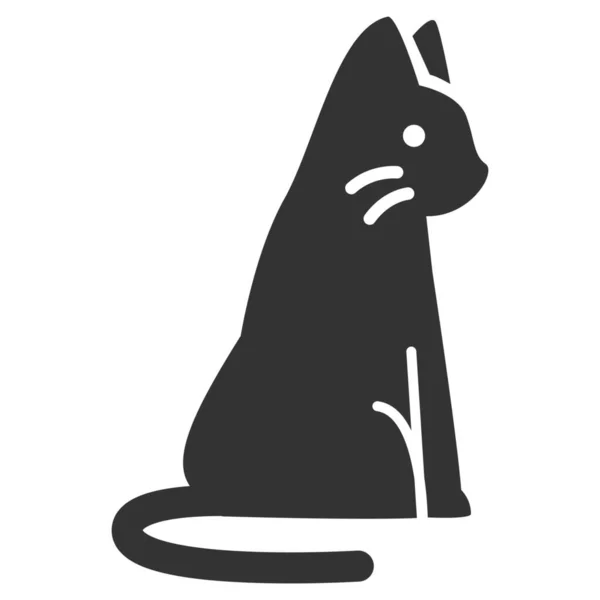 ソリッドスタイルの動物猫のアイコン — ストックベクタ
