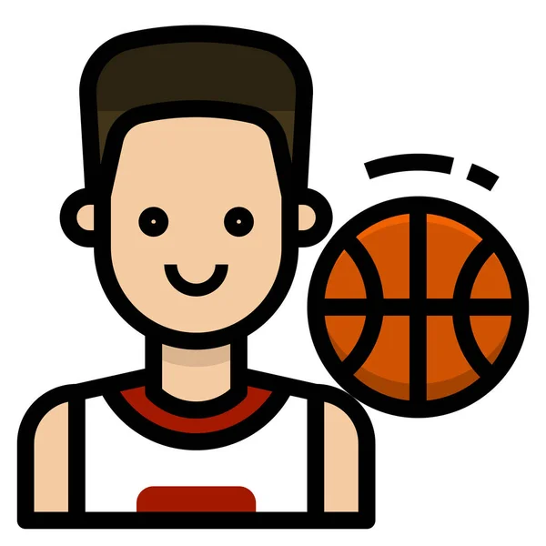 Avatar Baloncesto Hombre Icono Estilo Contorno Lleno — Vector de stock