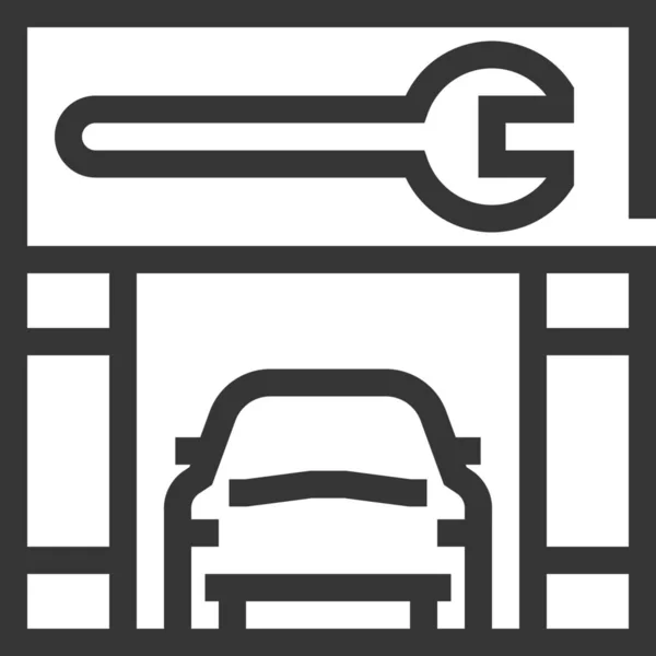 Verzekering Auto Service Auto Pictogram Contouren Stijl — Stockvector