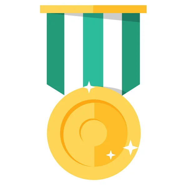 Prêmio Ícone Medalha Ouro Estilo Plano — Vetor de Stock