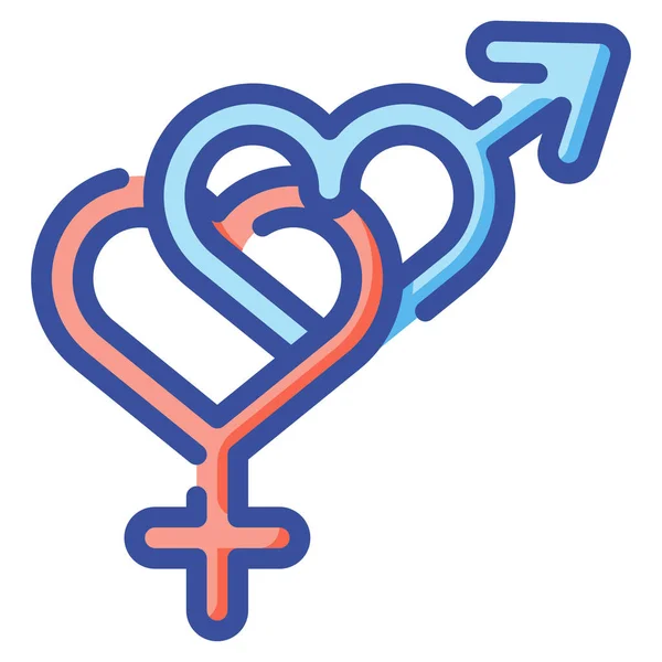 Female Gender Love Icon Filled Outline Style — Stock Vector