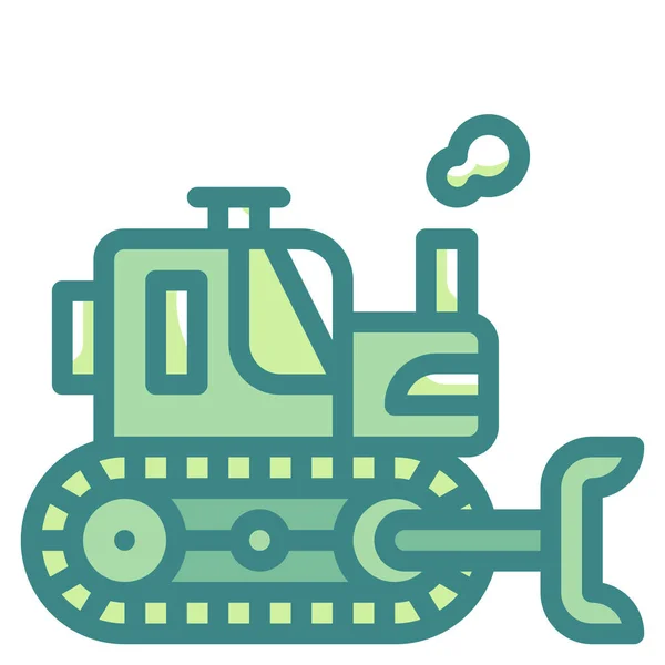 Bulldozer Construction Excavator Icon Filled Outline Style — Stock Vector