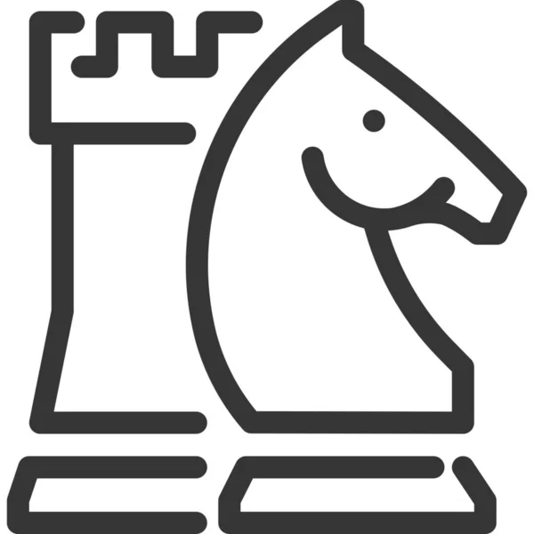 Значок Лидера Шахматной Лошади Стиле Абрис — стоковый вектор