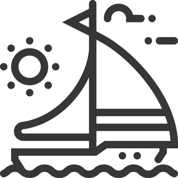 Loď Mořská Plachta Ikona Stylu Osnovy — Stockový vektor