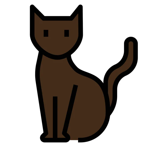 Kat Halloween Kitten Pictogram Gevulde Omtrek Stijl — Stockvector