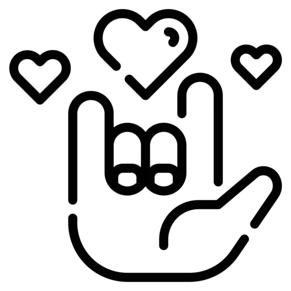 Hand Love Valentines Icon Outline Style — Stock Vector