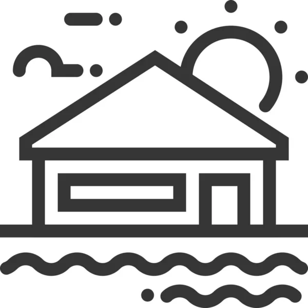 Authentic Beach Bungalow Icon Outline Style — Stock Vector