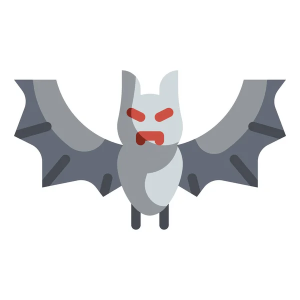 Animal Bat Halloween Icono Estilo Plano — Vector de stock