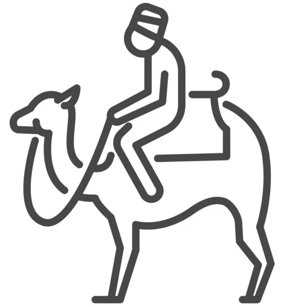 Icona Egiziana Del Deserto Del Cammello Stile Outline — Vettoriale Stock