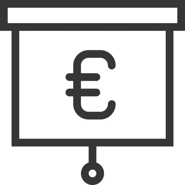 Euro Bancario Icono Dinero Estilo Esquema — Vector de stock