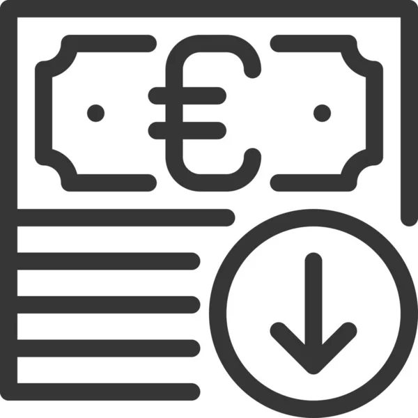 Flecha Hacia Abajo Icono Banca Estilo Esquema — Vector de stock