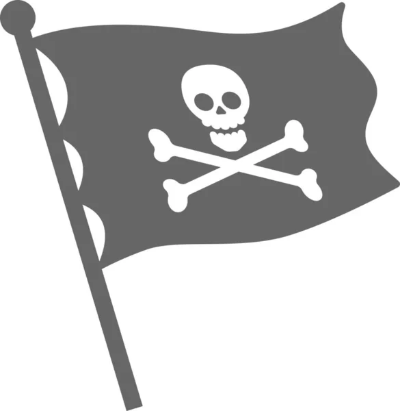 Bandera Muerte Icono Pirata Estilo Sólido — Vector de stock