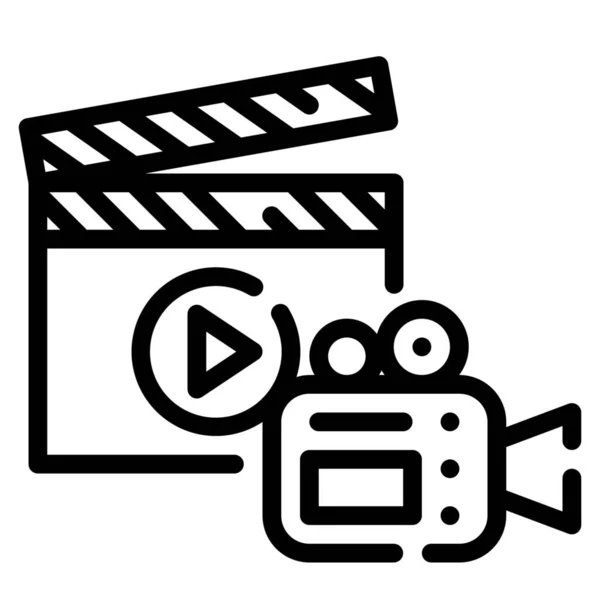 Movie Video Camera Icon Outline Style — Stock Vector