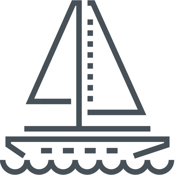 Navigazione Barca Icona Vela Stile Outline — Vettoriale Stock