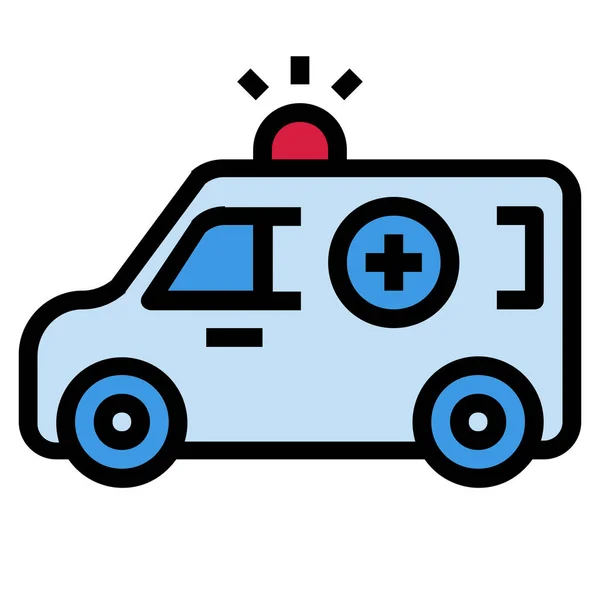 Ambulancia Coche Hospital Icono Estilo Contorno Lleno — Vector de stock