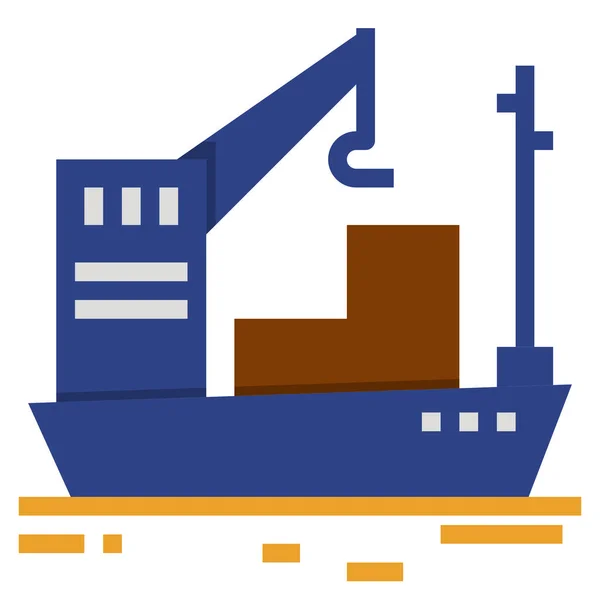 Hajó Logisztika Port Ikon Lapos Stílusban — Stock Vector